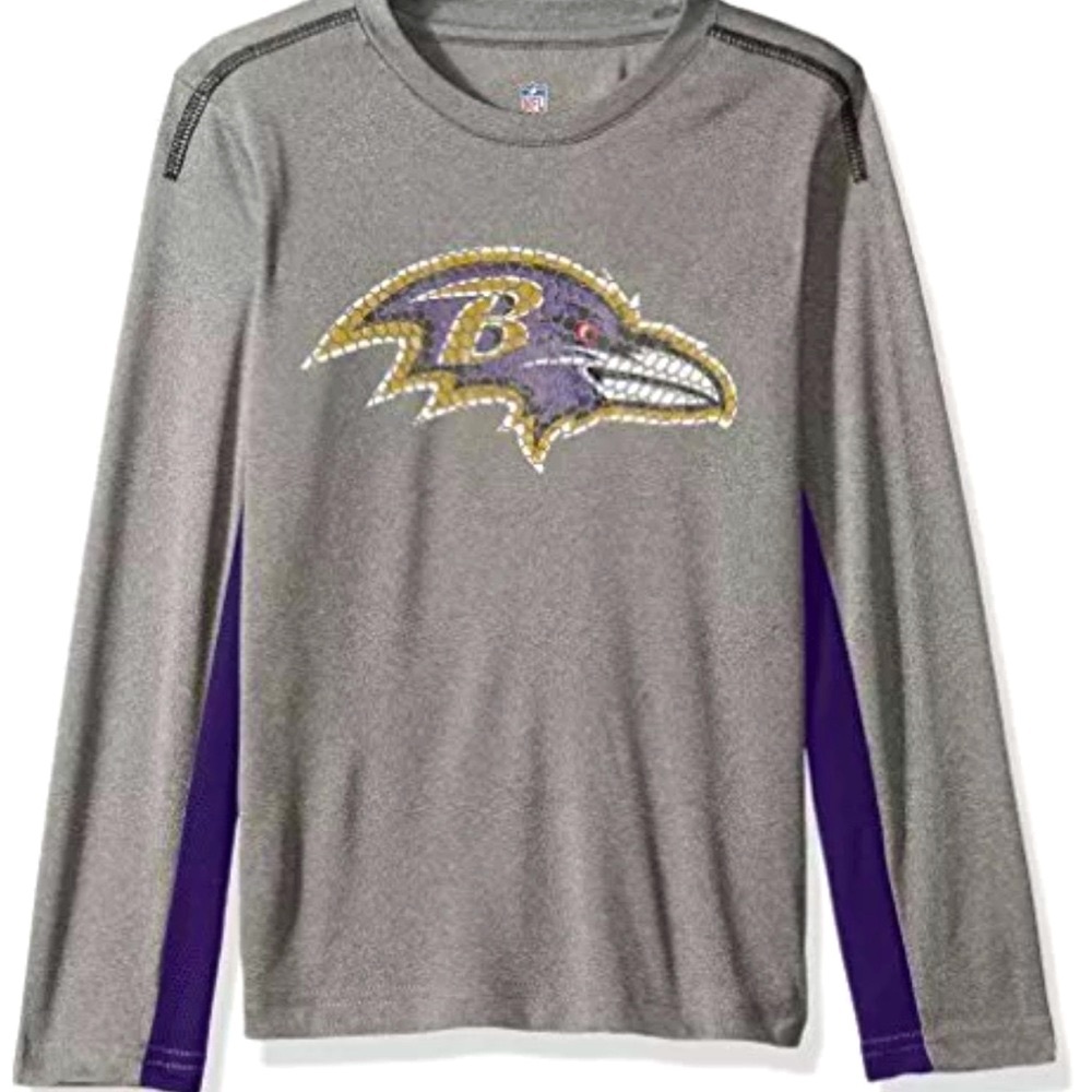 NWT [Outerstuff] Baltimore Ravens NFL Long Sleeve Performance Tee Kids S (4)